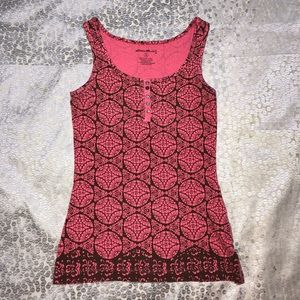Coral/Brown button down Tank Top